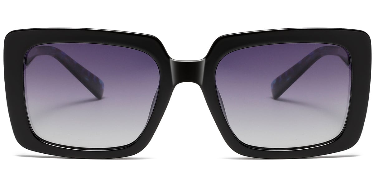 Acetate Square Sunglasses black+gradient_amber