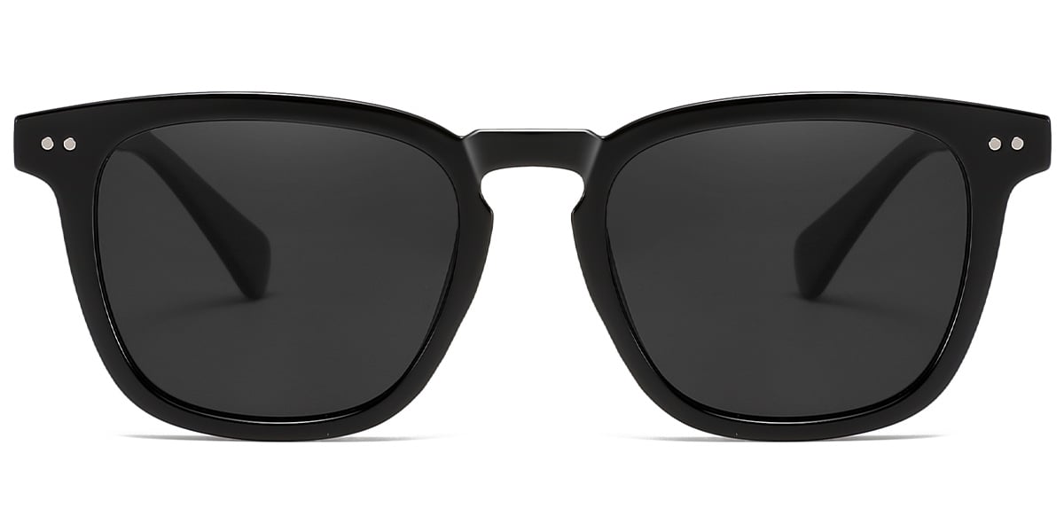 Acetate Square Sunglasses black+dark_grey_polarized