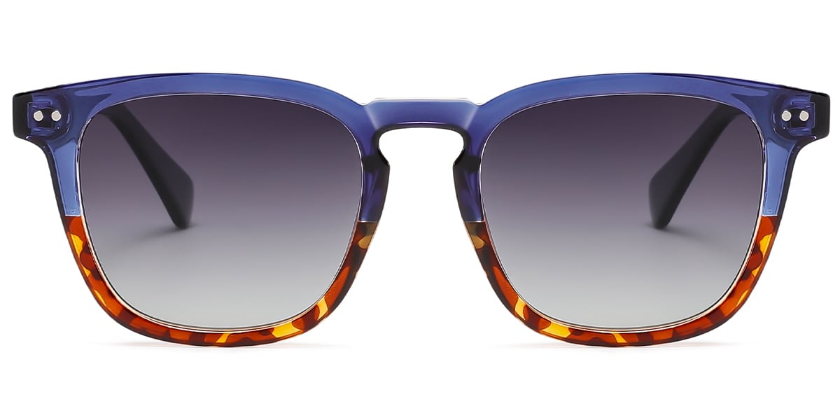 Acetate Square Sunglasses pattern-blue+gradient_grey_polarized