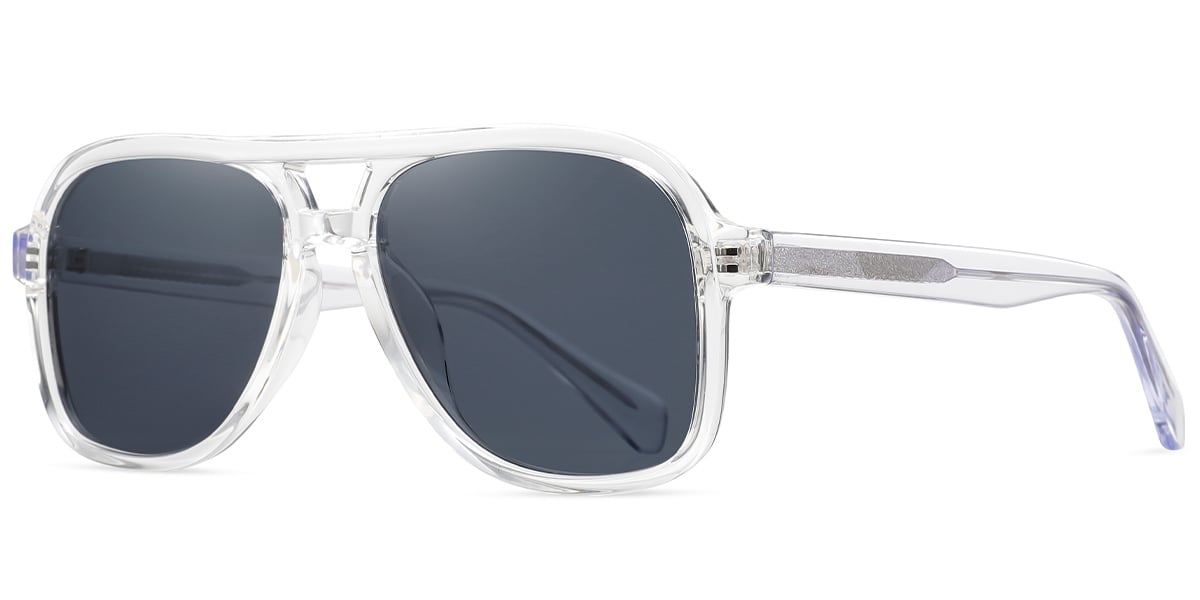 Acetate Aviator Sunglasses translucent+dark_grey_polarized