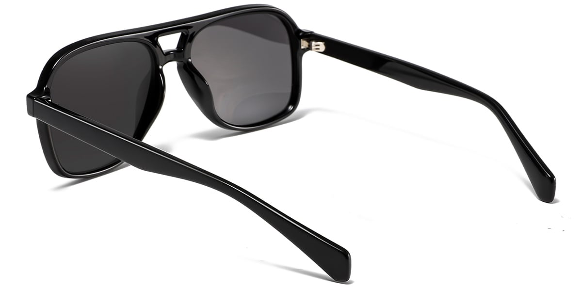 Acetate Aviator Sunglasses black+dark_grey_polarized