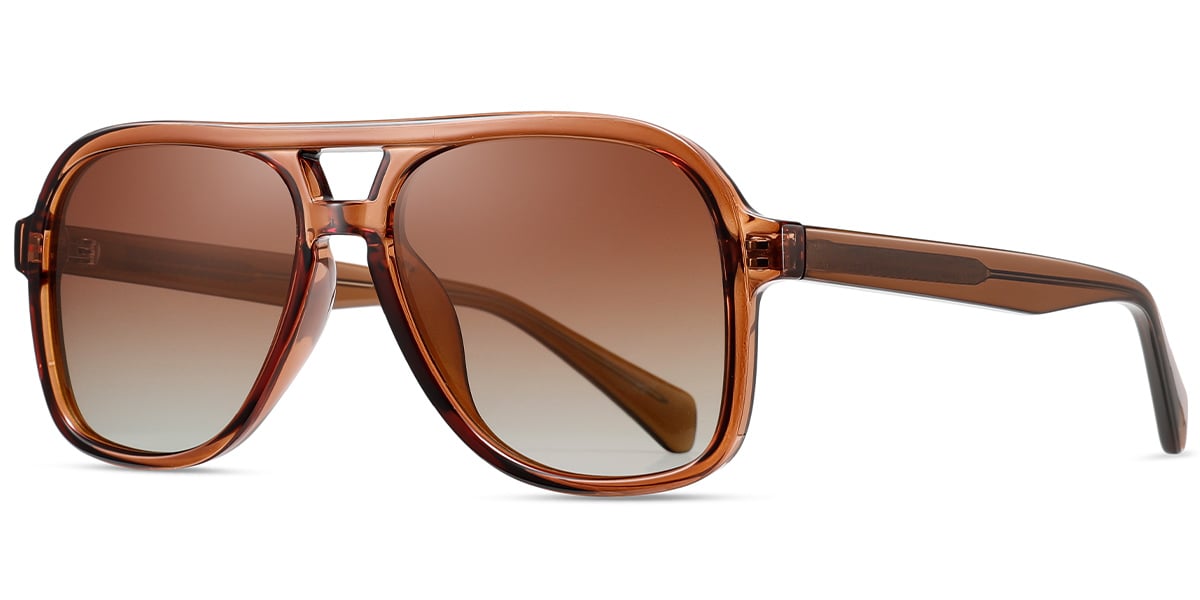 Acetate Aviator Sunglasses translucent-brown+gradient_amber_polarized