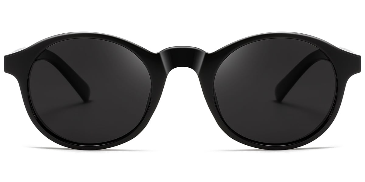 Acetate Oval Sunglasses black+dark_grey_polarized