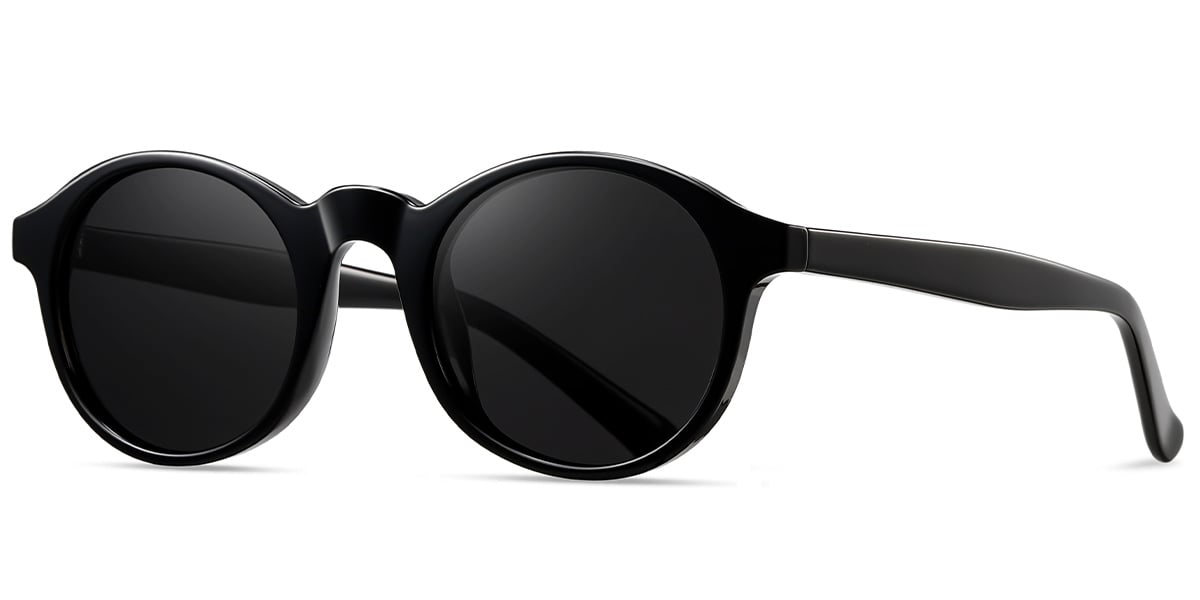 Acetate Oval Sunglasses black+dark_grey_polarized