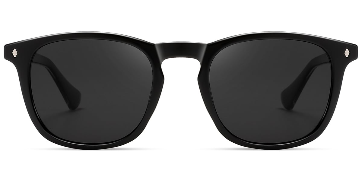 Acetate Square Sunglasses black+dark_grey_polarized