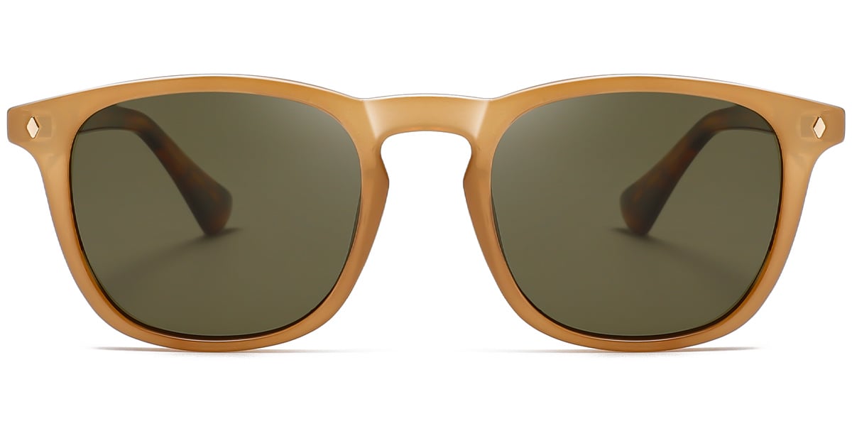 Acetate Square Sunglasses brown+dark_green_polarized