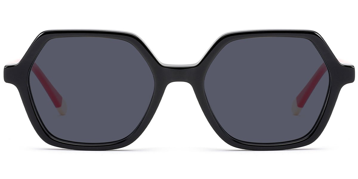 Kid's Acetate Square Sunglasses black+dark_grey_polarized