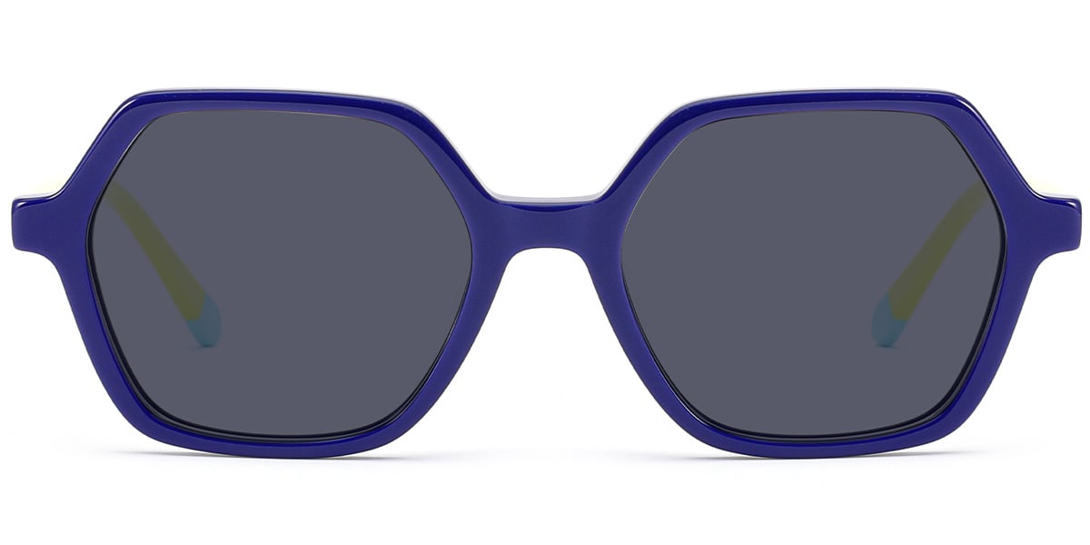 Kid's Acetate Square Sunglasses blue+dark_grey_polarized