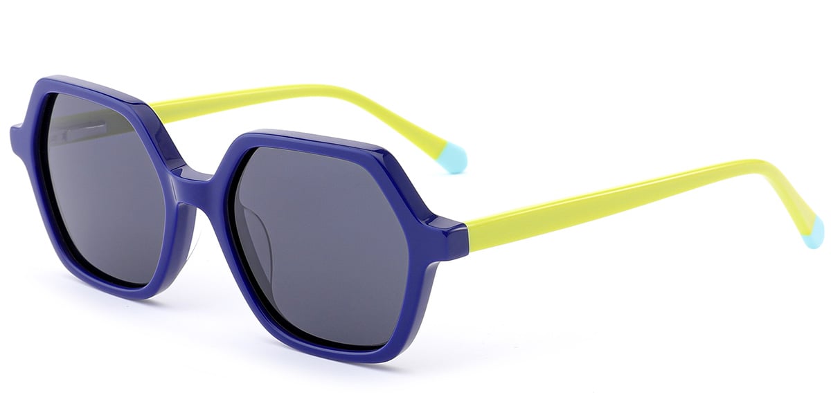 Kid's Acetate Square Sunglasses blue+dark_grey_polarized