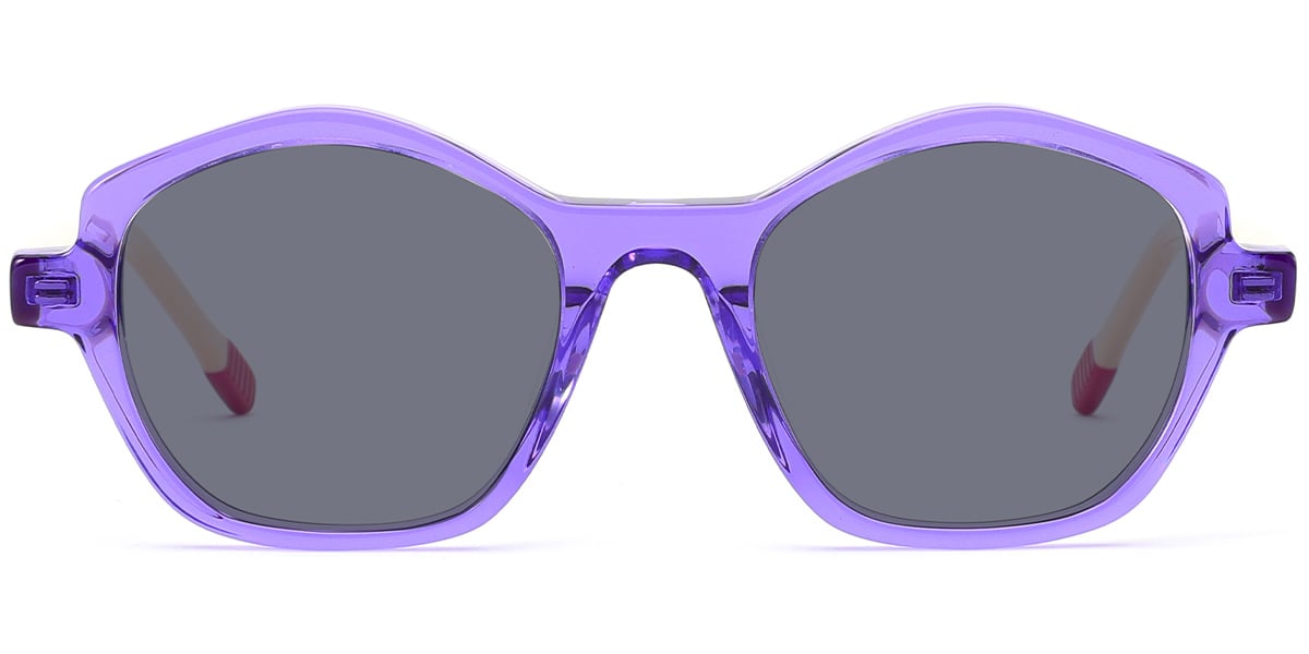 Kid's Acetate Geometric Sunglasses translucent-purple+dark_grey_polarized