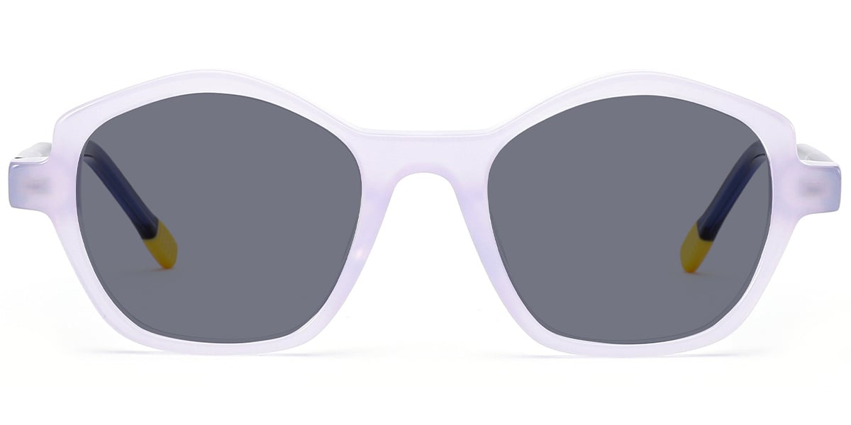 Kid's Acetate Geometric Sunglasses white+dark_grey_polarized