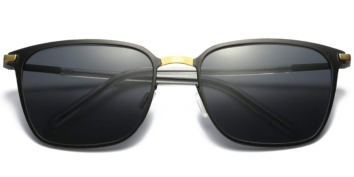 Square Sunglasses black-gold+dark_grey_polarized