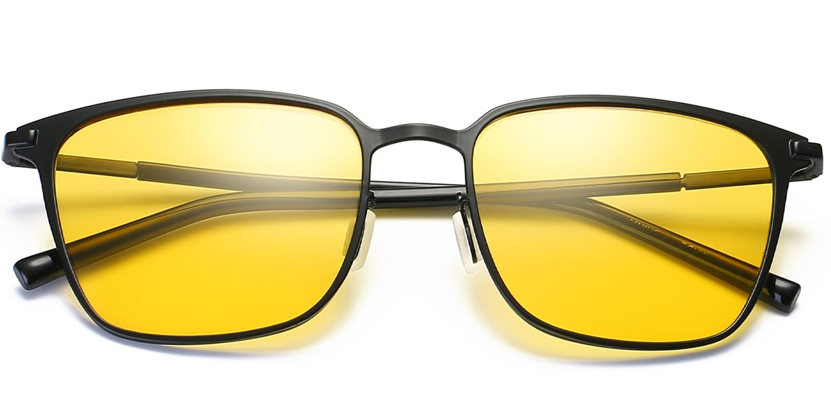 Square Sunglasses black+yellow_polarized