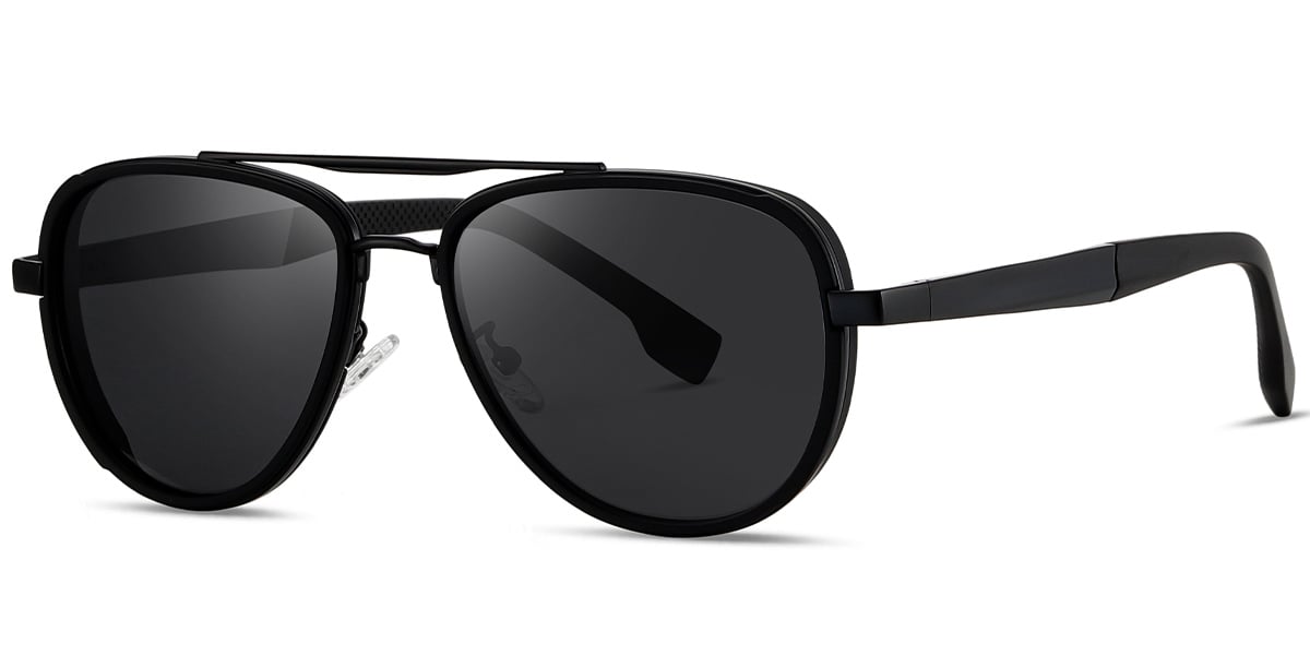 Aviator Sunglasses black+dark_grey_polarized