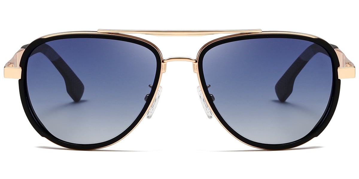 Aviator Sunglasses black-gold+gradient_blue_polarized