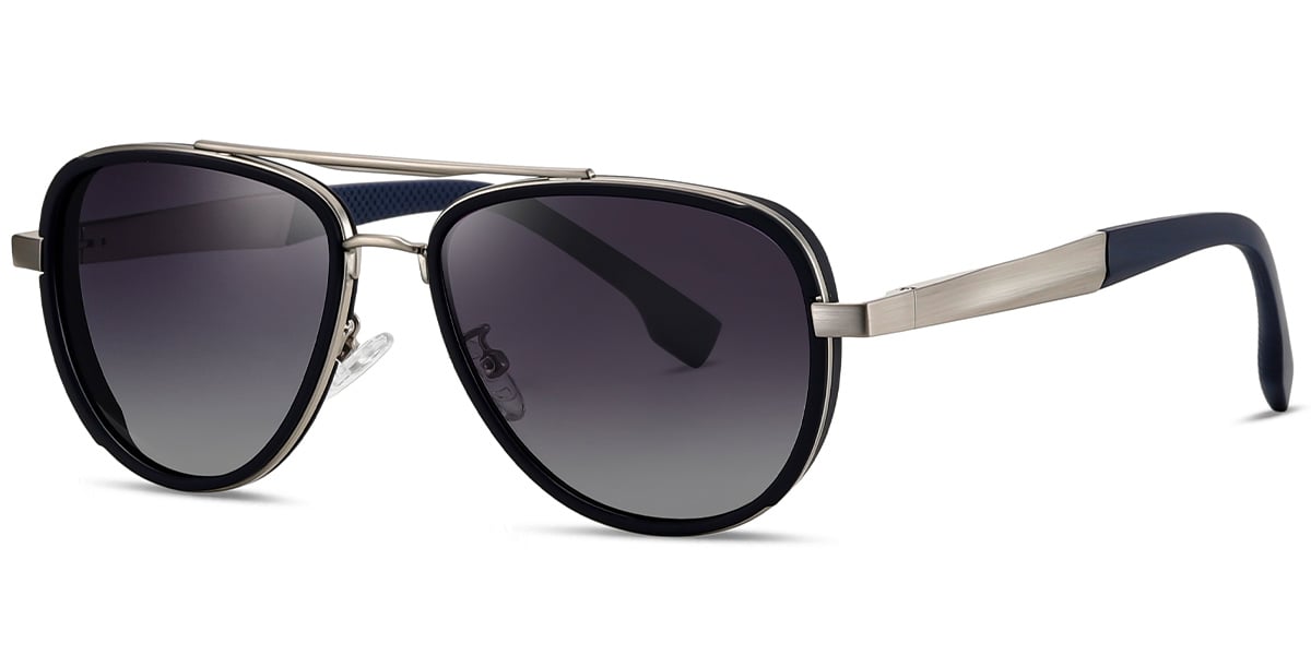 Aviator Sunglasses silver-blue+gradient_grey_polarized