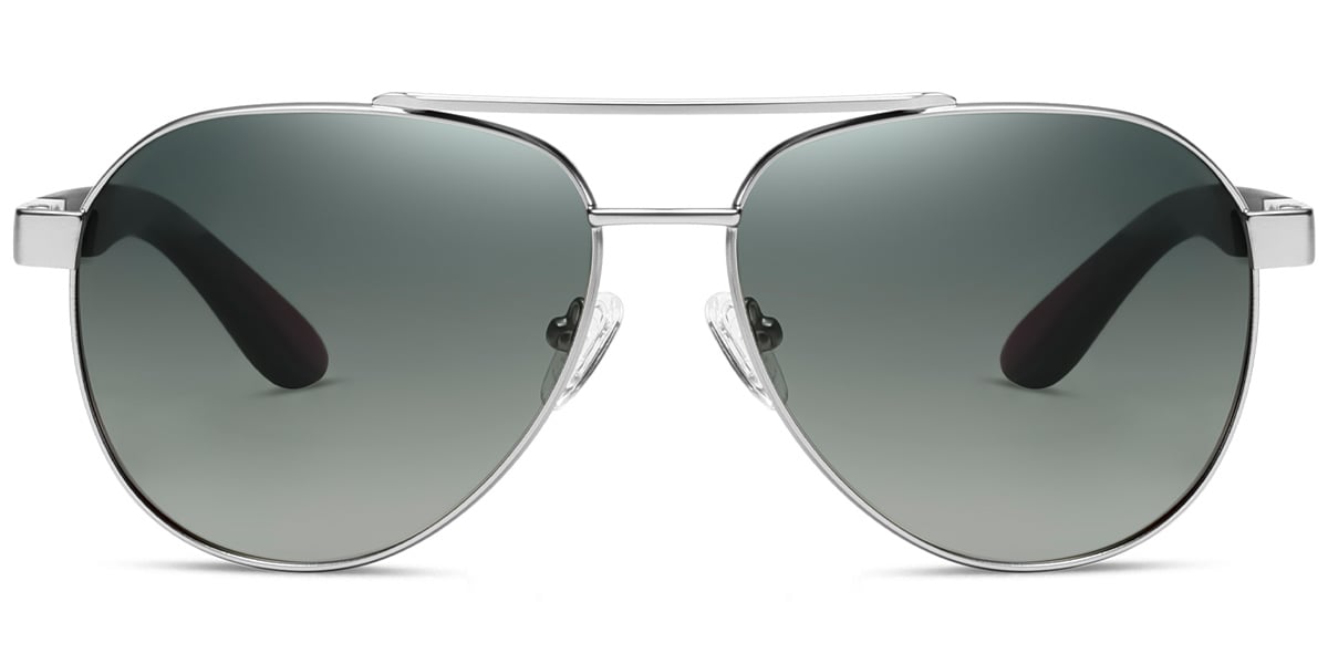 Aviator Sunglasses silver+gradient_green_polarized