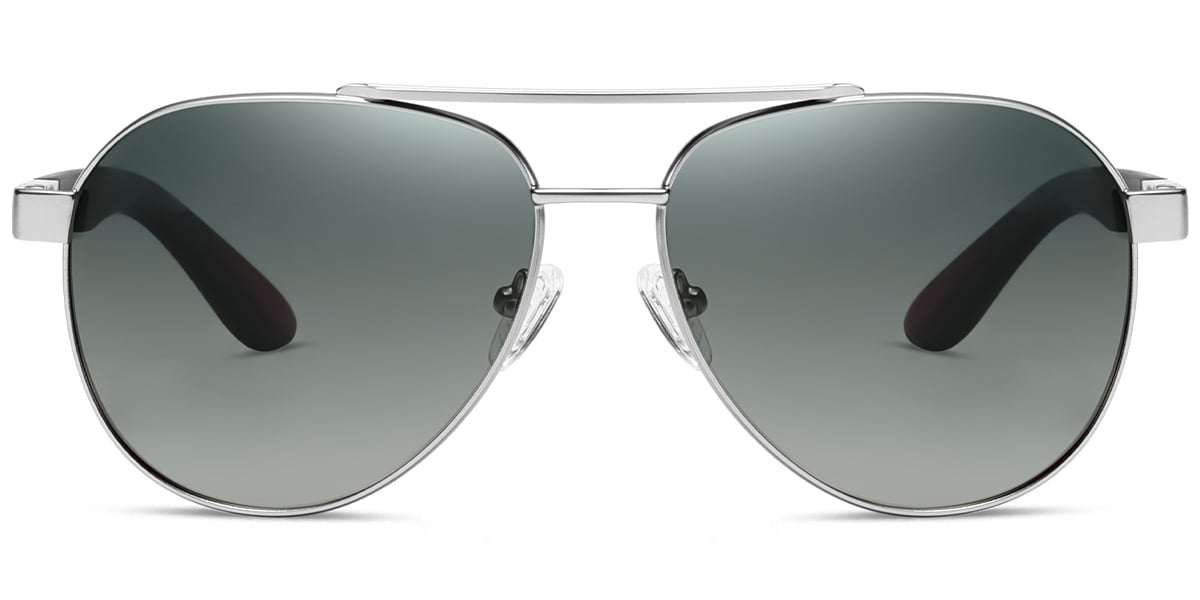 Aviator Sunglasses silver+gradient_green_polarized