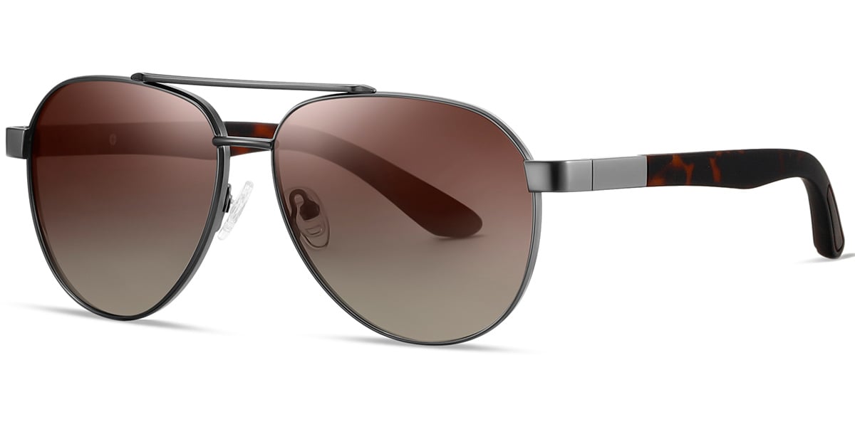 Aviator Sunglasses gun_metal+gradient_amber_polarized