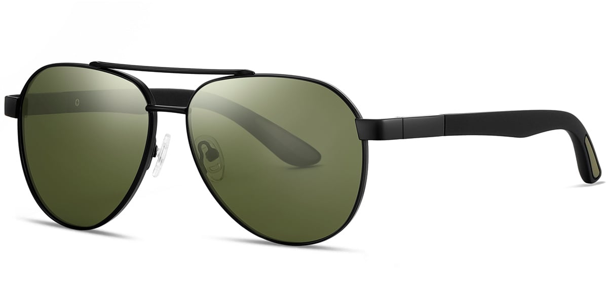 Aviator Sunglasses black+dark_green_polarized