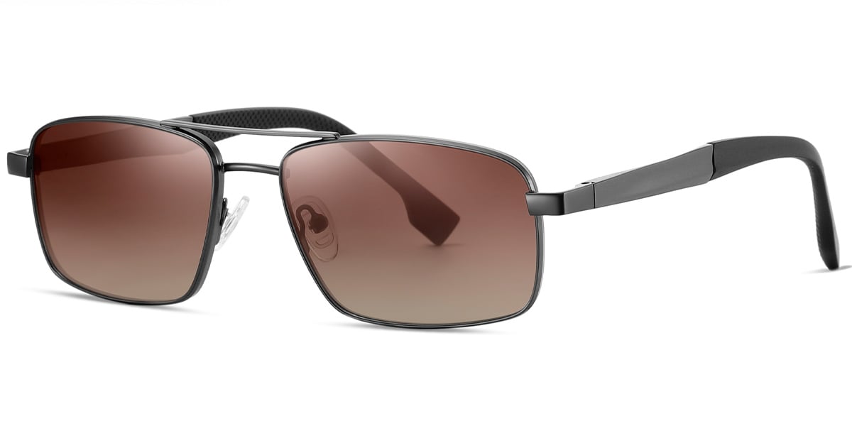 Rectangle Sunglasses gun_metal+gradient_amber_polarized