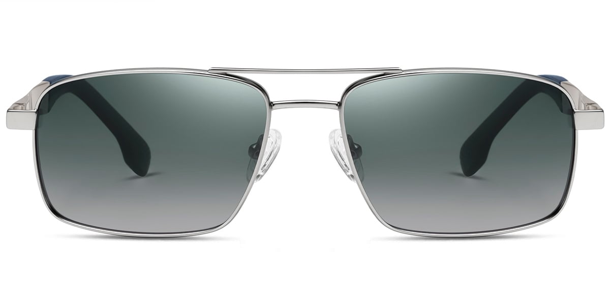 Rectangle Sunglasses silver+gradient_green_polarized