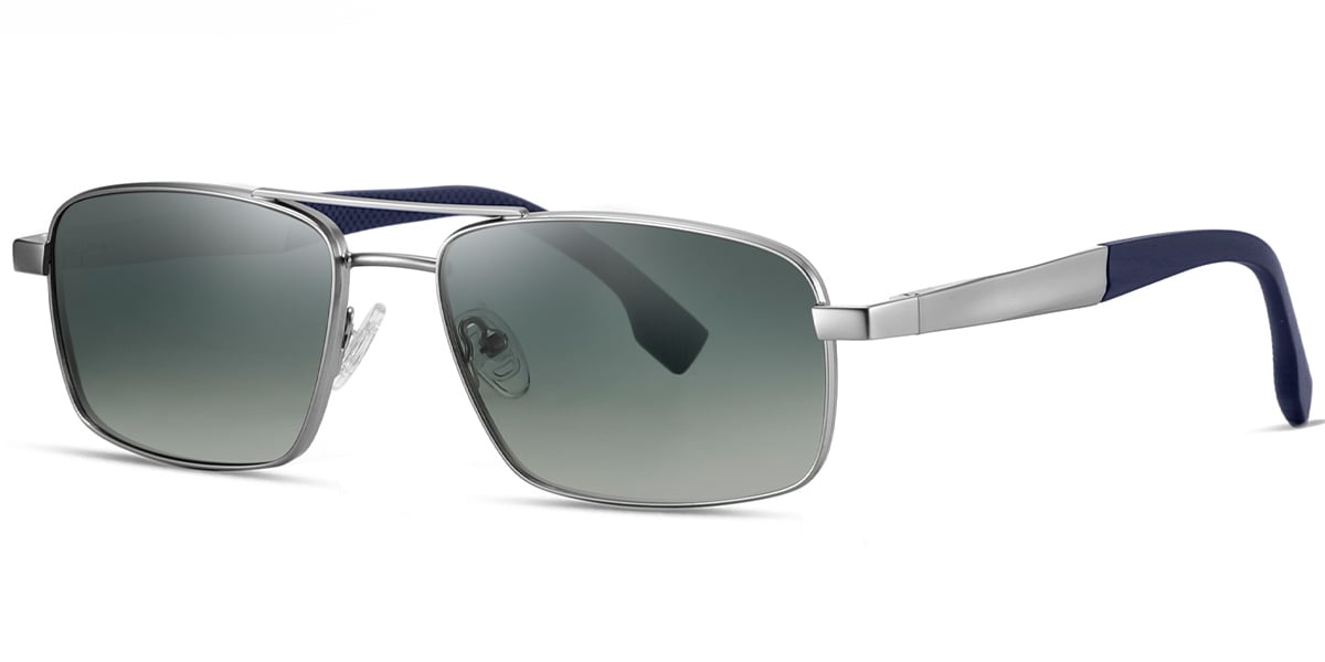 Rectangle Sunglasses silver+gradient_green_polarized