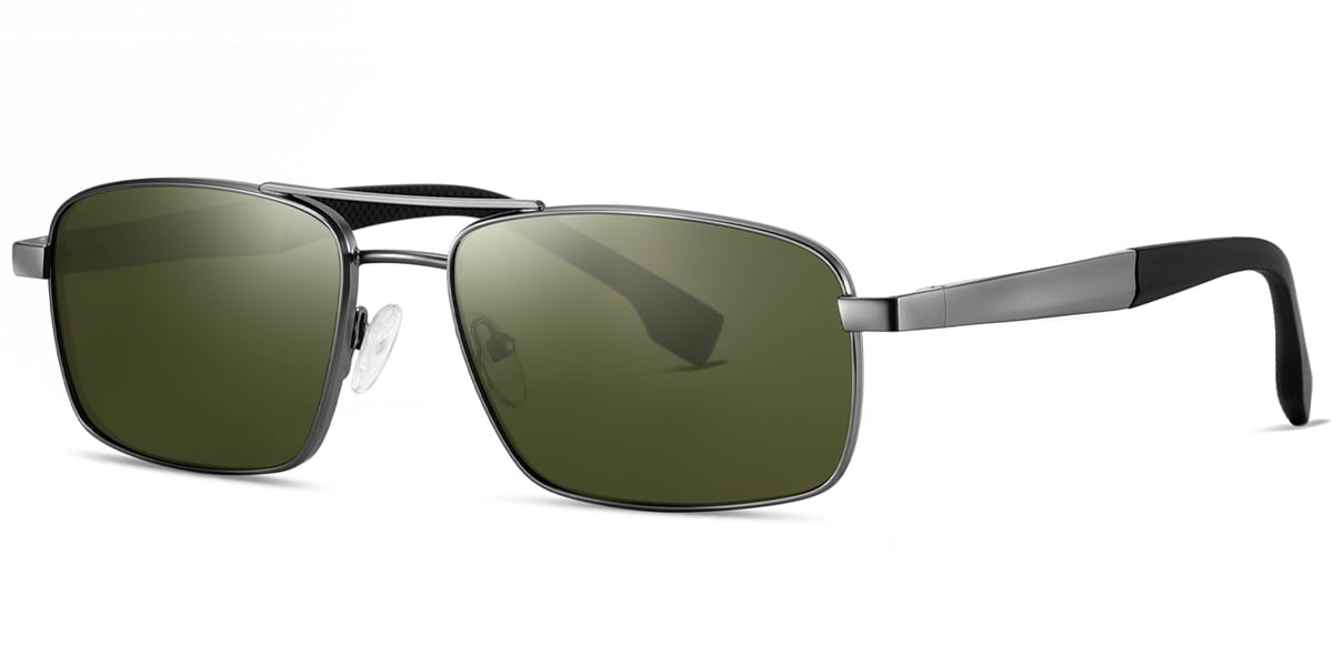 Rectangle Sunglasses gun_metal+dark_green_polarized