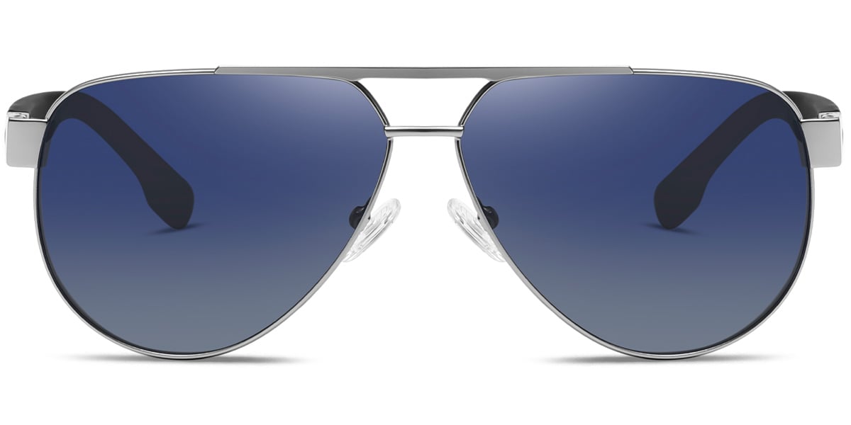 Aviator Sunglasses silver+gradient_blue_polarized