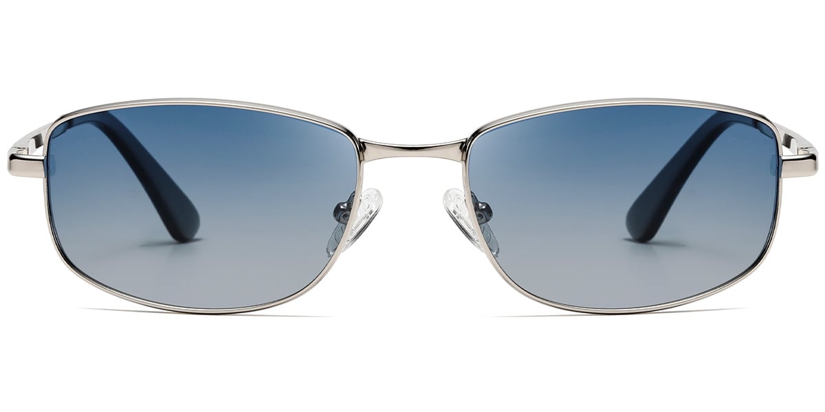 Rectangle Sunglasses silver+gradient_blue_polarized