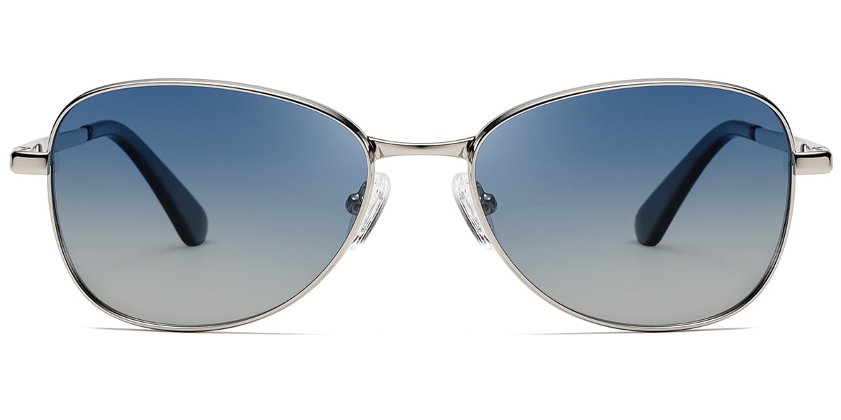 Oval Sunglasses silver+gradient_blue_polarized