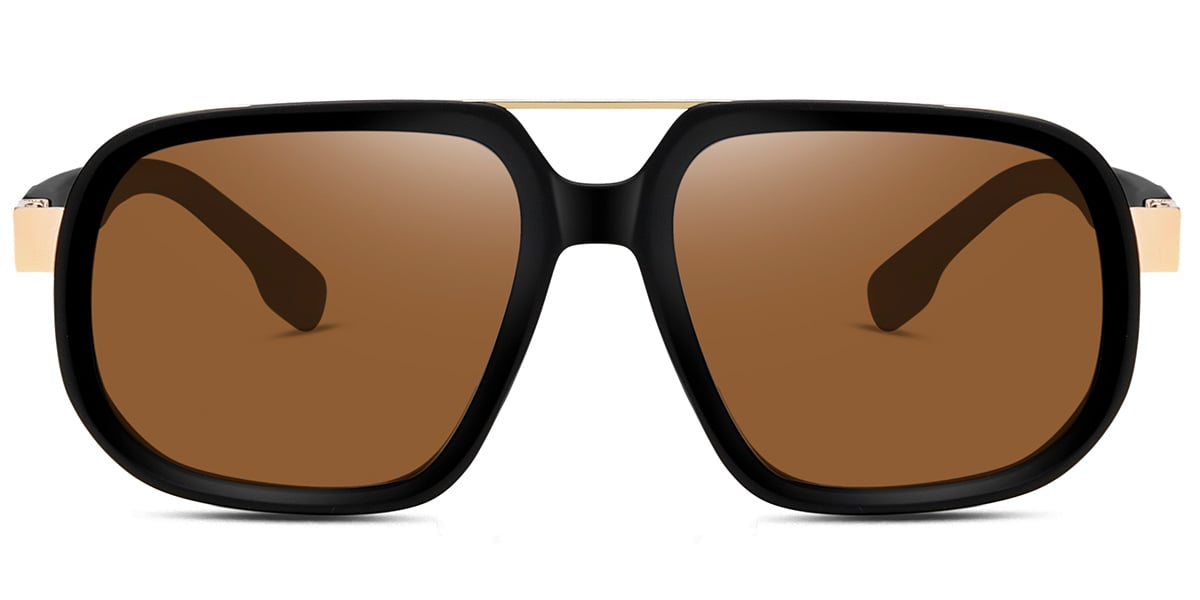 Aviator Sunglasses black-gold+amber_polarized