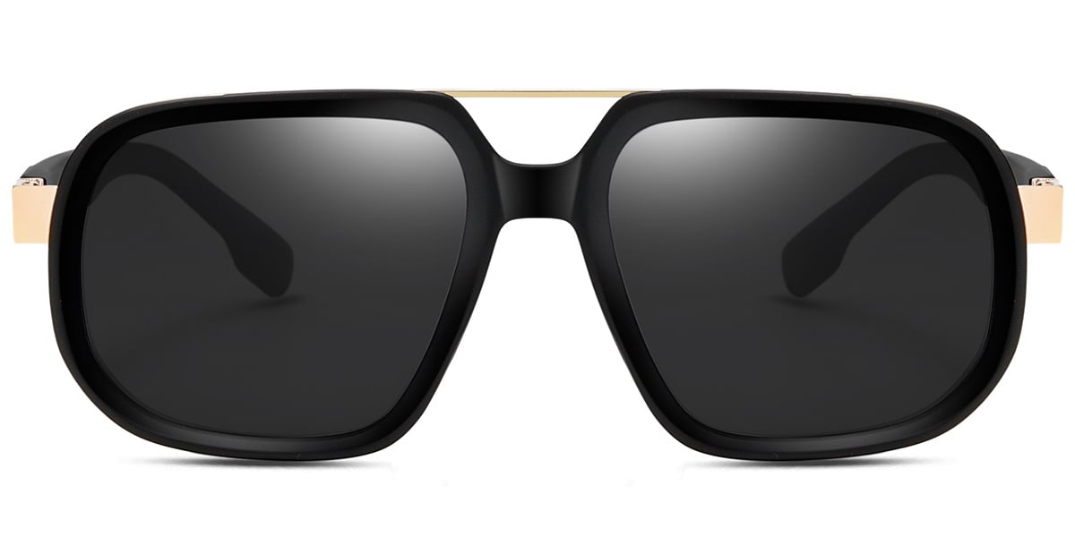 Aviator Sunglasses black-gold+dark_grey_polarized