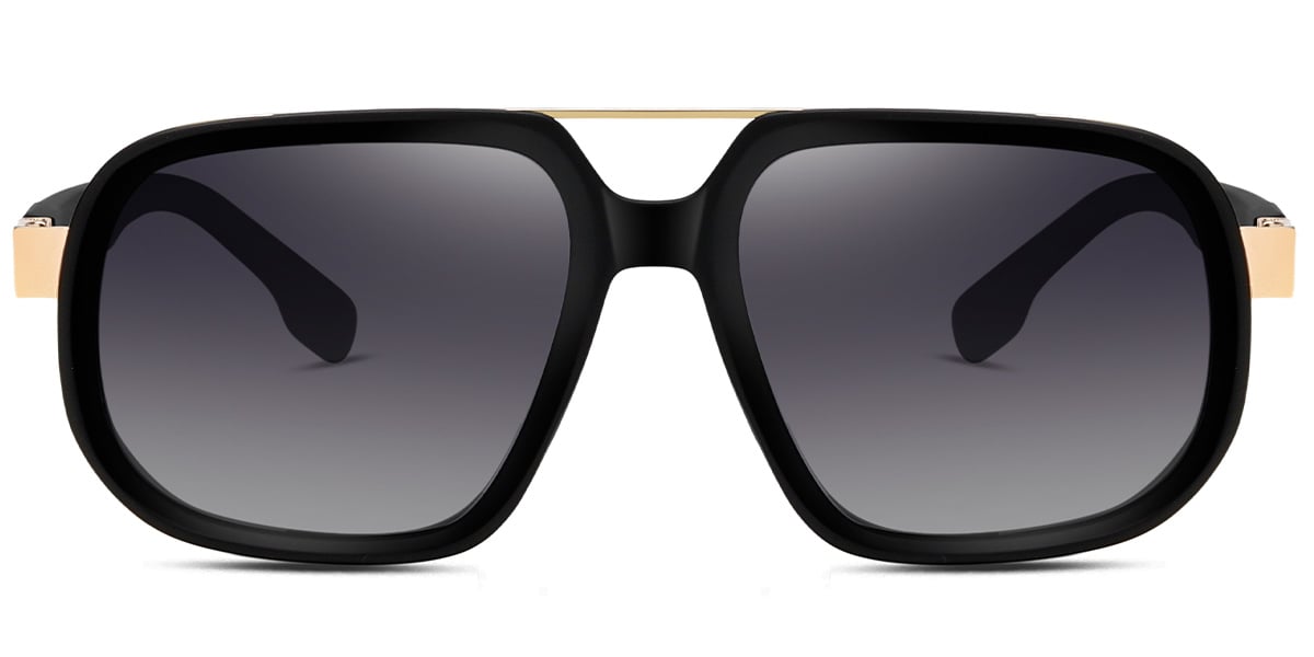 Aviator Sunglasses black-gold+gradient_grey_polarized