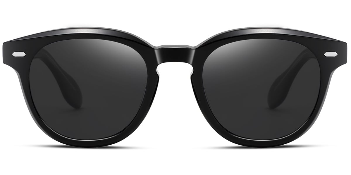 Acetate Square Sunglasses black+dark_grey_polarized