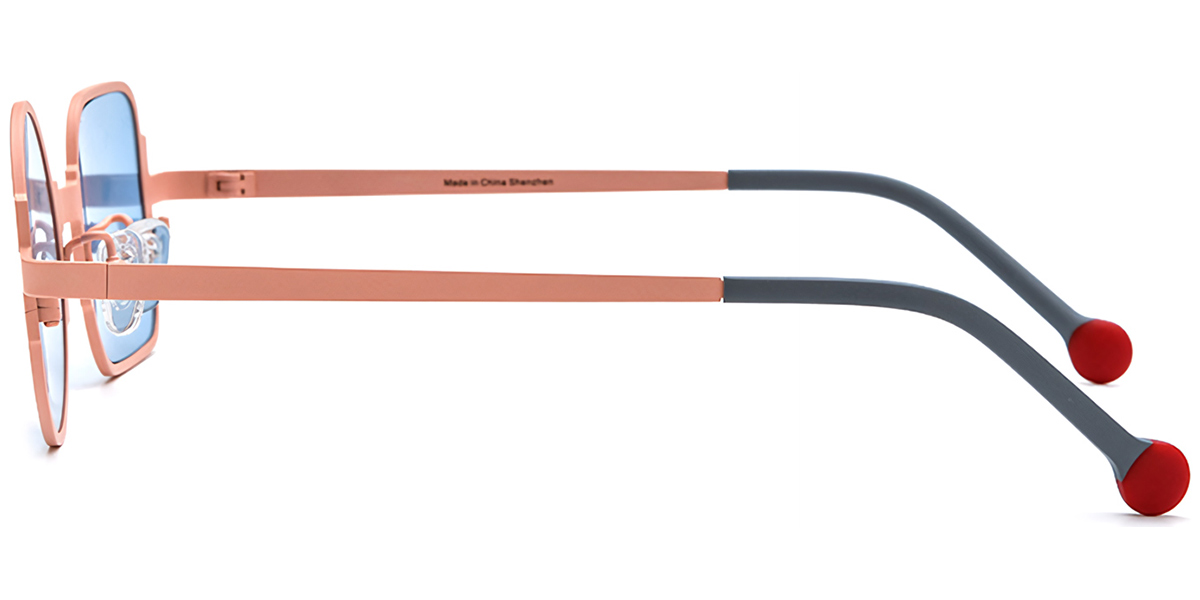 Titanium Square Round Geometric Sunglasses orange+blue_polarized