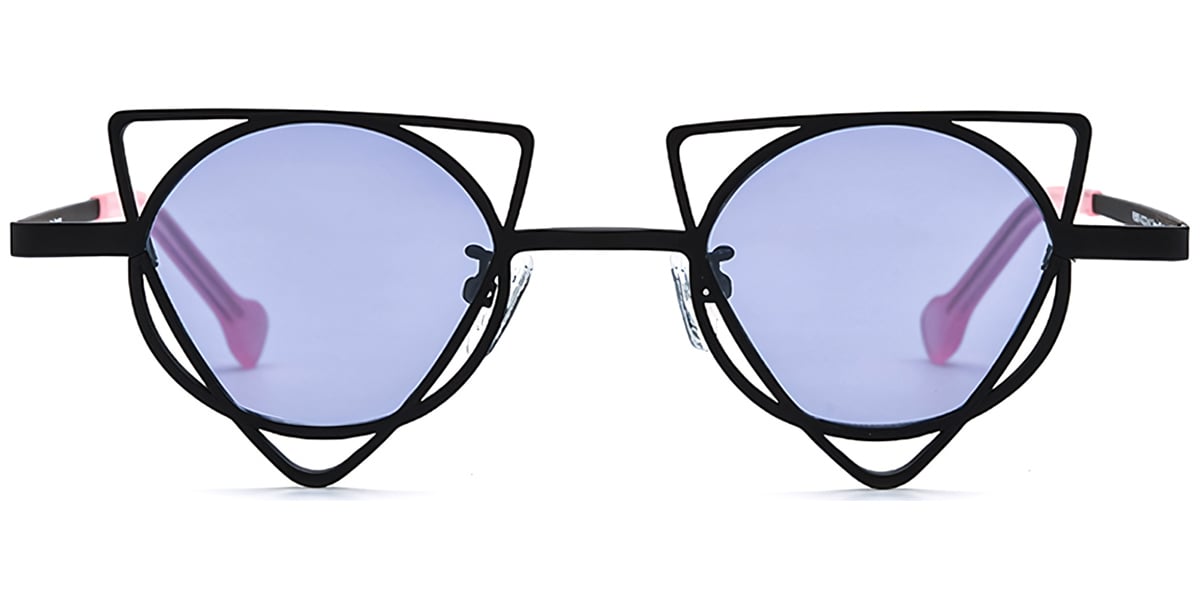 Titanium Geometric Sunglasses black+purple_polarized