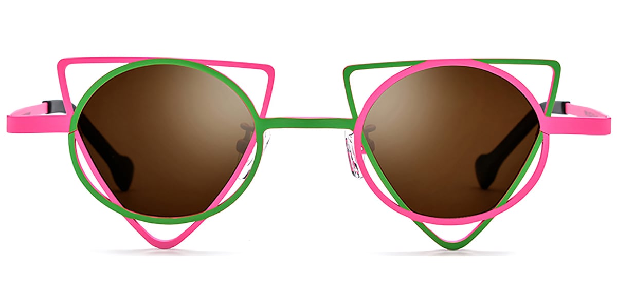 Titanium Geometric Sunglasses pattern-pink+amber_polarized