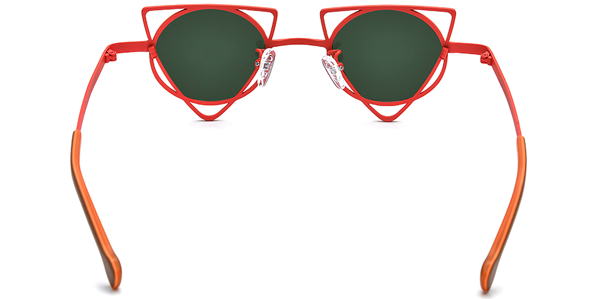 Titanium Geometric Sunglasses pattern-red+dark_green_polarized