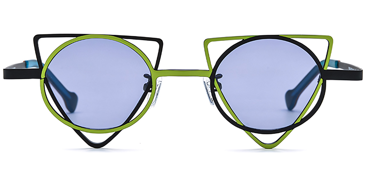 Titanium Geometric Sunglasses pattern-yellow+purple_polarized