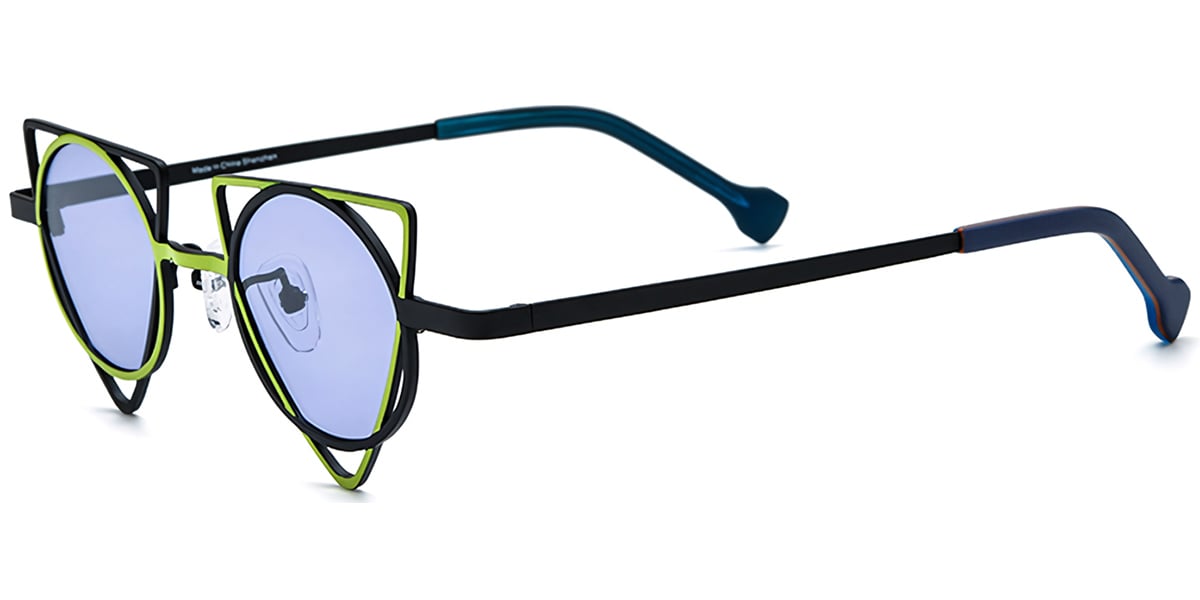 Titanium Geometric Sunglasses pattern-yellow+purple_polarized