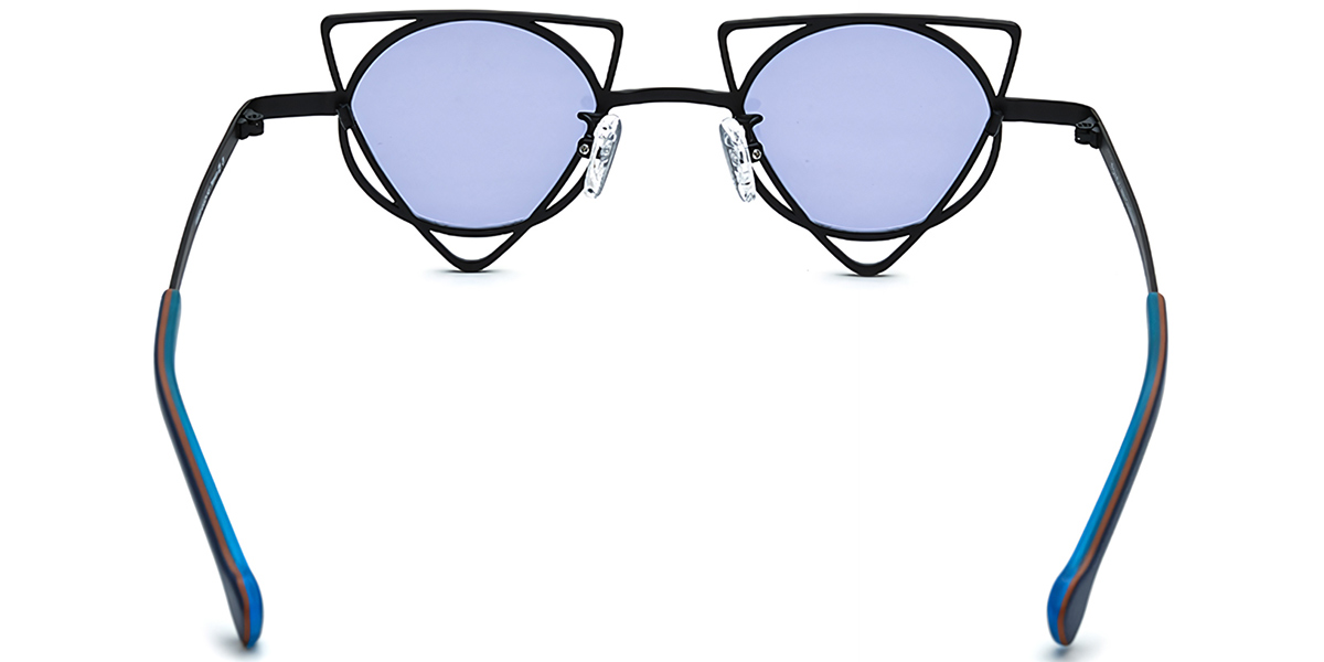 Titanium Geometric Sunglasses pattern-yellow+purple_polarized