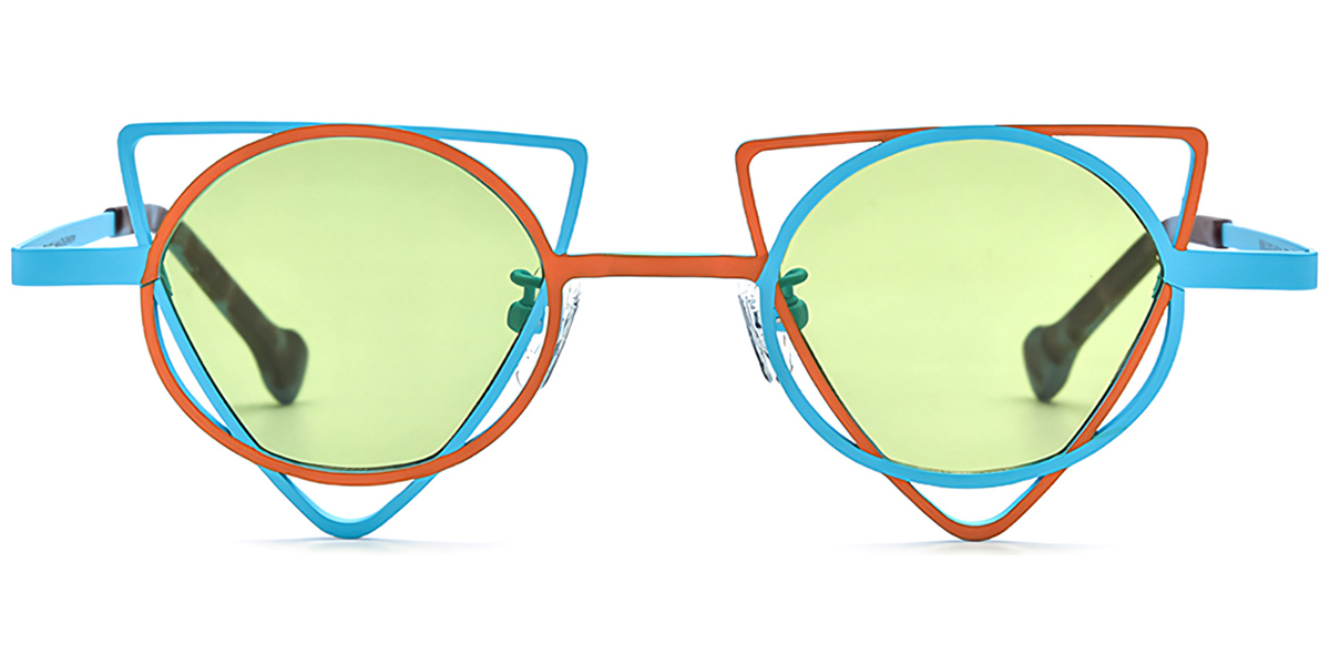 Titanium Geometric Sunglasses pattern-orange+green_polarized