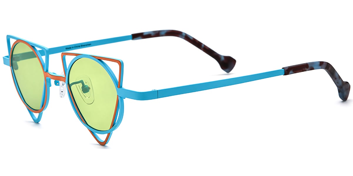 Titanium Geometric Sunglasses pattern-orange+green_polarized