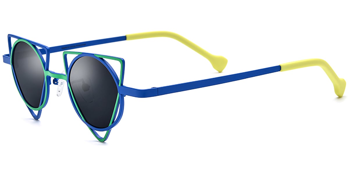 Titanium Geometric Sunglasses pattern-green+dark_grey_polarized