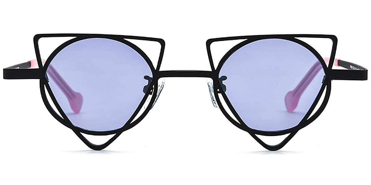 Titanium Geometric Sunglasses black+purple_polarized