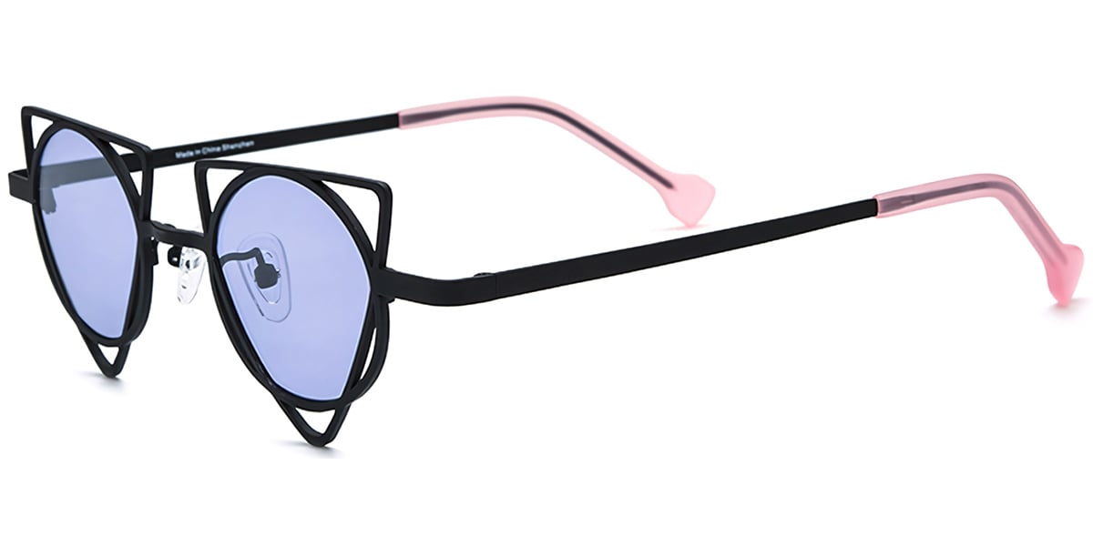 Titanium Geometric Sunglasses black+purple_polarized