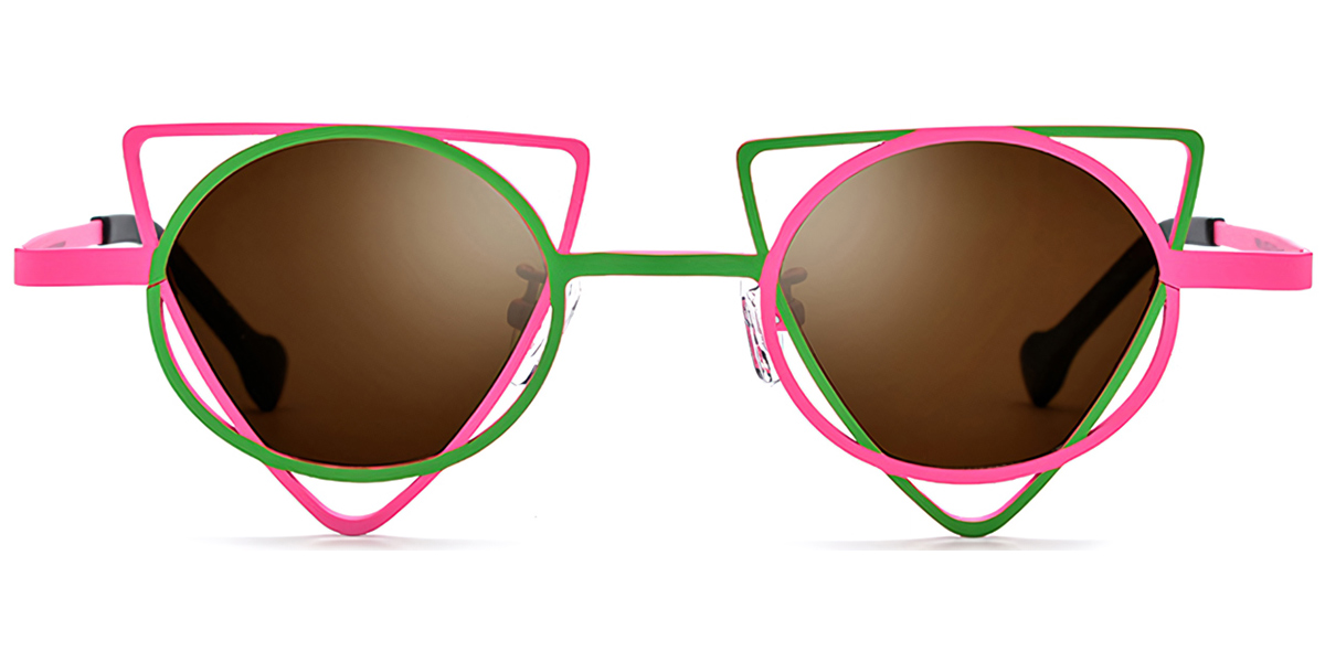 Titanium Geometric Sunglasses pattern-pink+amber_polarized