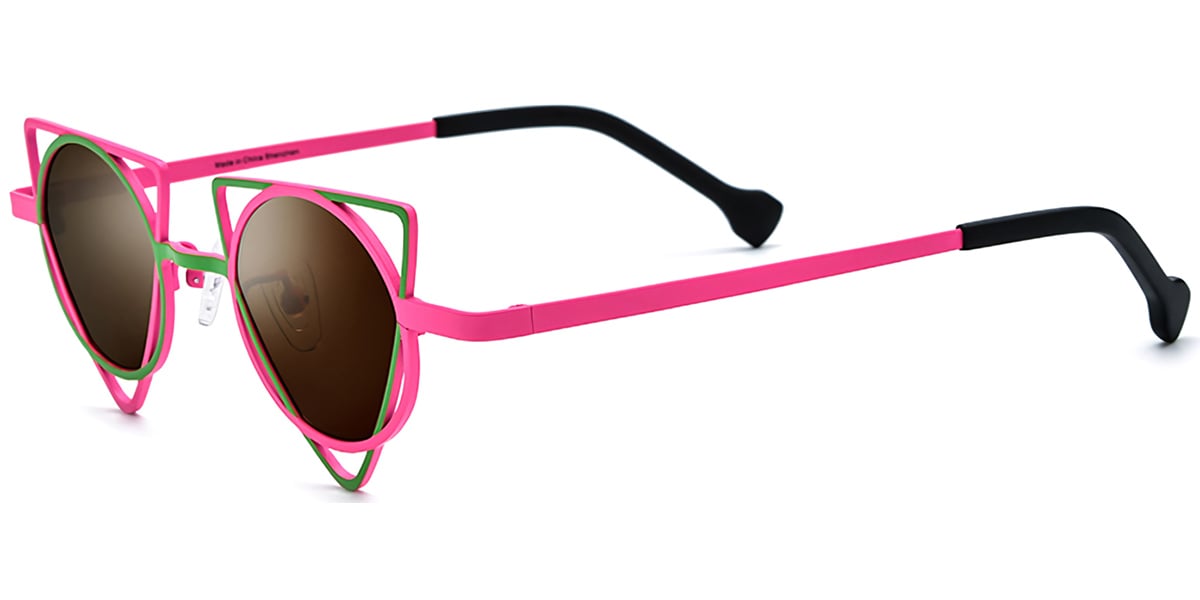 Titanium Geometric Sunglasses pattern-pink+amber_polarized