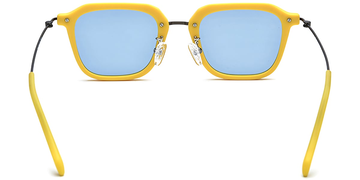 Acetate & Titanium Square Sunglasses yellow+blue_polarized